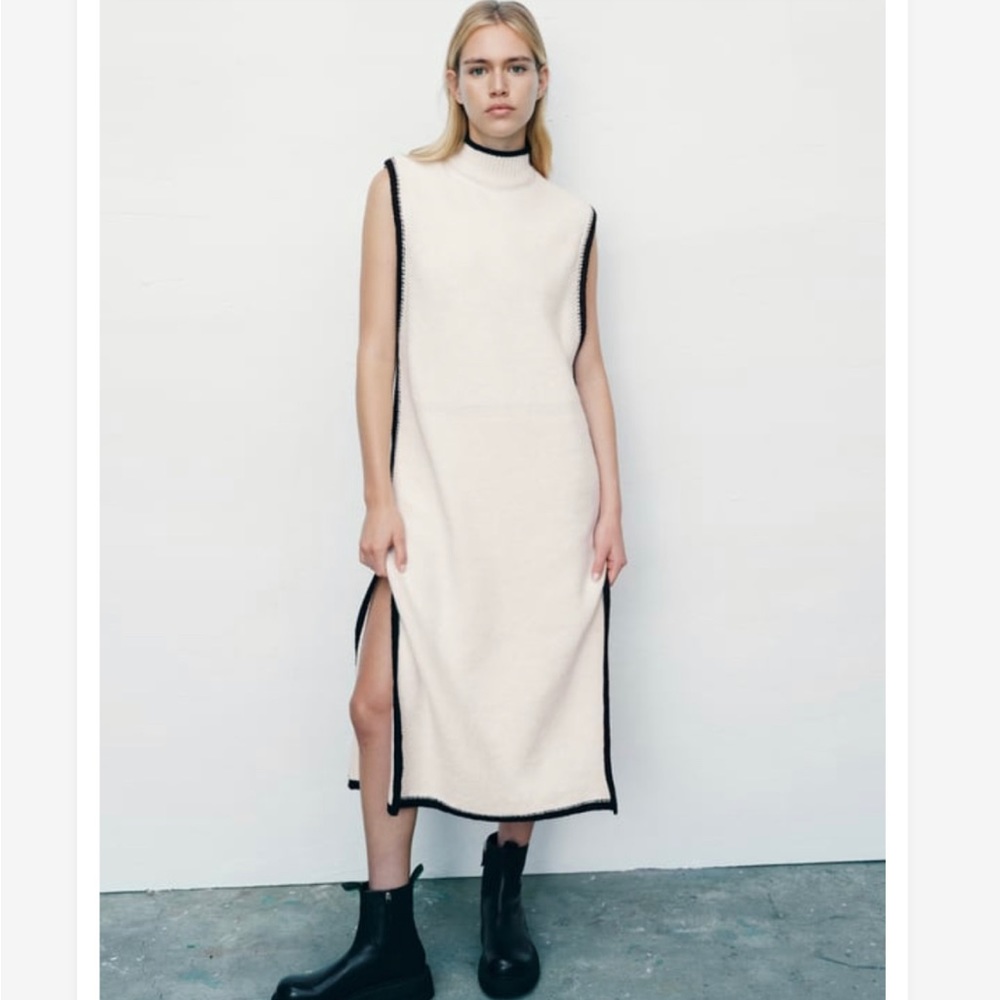 ZARA TUNIC DRESS WITH CONTRASTING PIPING SIZE XS-S 5802/151/070